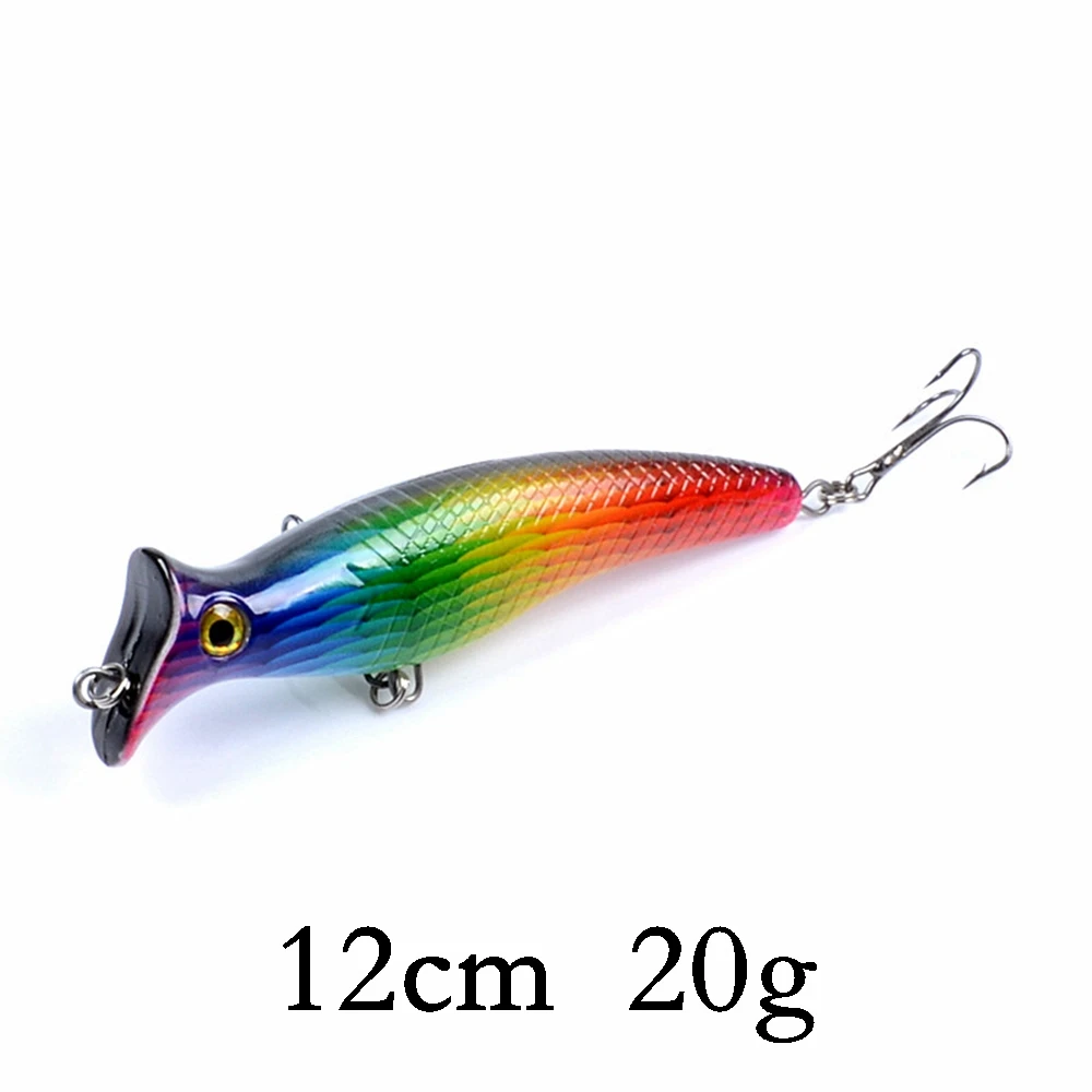 Biwvo Popper 12cm 20g Wobbler For Trolling Fishing Lure Metal Winter Sea Hard Fishing Goods For Fishing Ice Whopper Plopper - Цвет: D