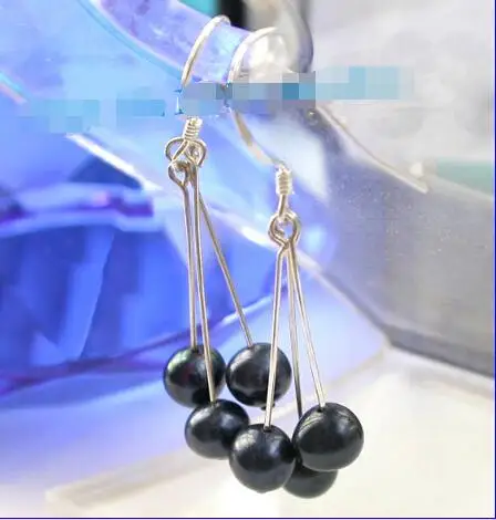 

Wholesale price 16new ^^^^ Amazing! rare navy blue pearls dangle earrings -Top quality free shipping
