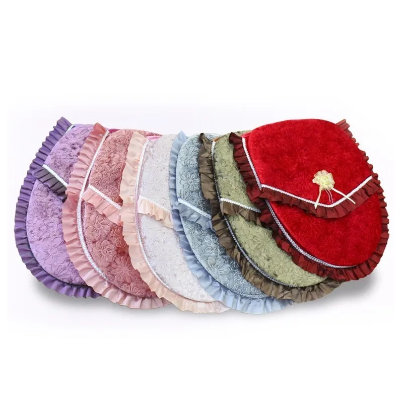 Lace Toilet Seat Cover Set Winter Warm Magic Sticker PU Waterproof Seat