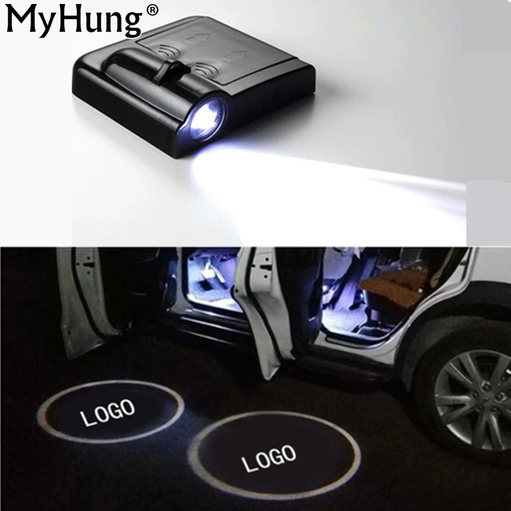 

Car LOGO Projection LED Lamp Wireless Car Door Welcome Light No Interface Inductive Switch Light Bulbs For Most Car 1pair