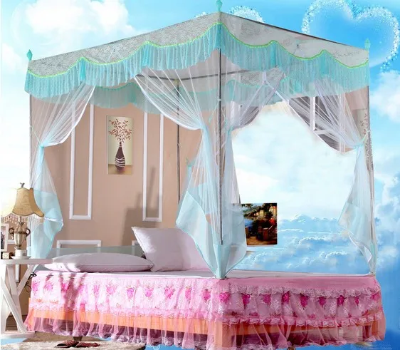 

1PC Corner Post Bed Canopy Mosquito Net Full Queen King Size Bed Canopy Mosquito Net Princess Elegant Bedding Net KR 014
