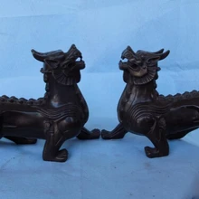 Xd 001600 Китай Бронза Медь Фэн-Шуй Зло Дверь Фу Фу Собака Лев Килин Храбрые войска Пара