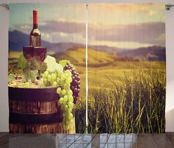 

Wine Curtains Italy Tuscany Landscape Rural Vineyard Autumn Harvest Grapes Drink Viticulture Living Room Bedroom Window Decor