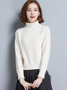 

New Korean version of high waist short in autumn and winter 2020 women's Pullover loose high collar long sleeve knitted sweater