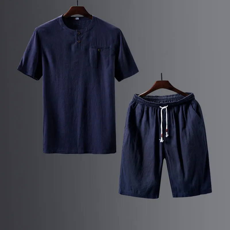 M-5XL Sportsuit Для мужчин костюм Demix бег набор Для мужчин s футболка шорты+ короткие штаны Для мужчин лето Для мужчин спортивной гимнастикой спортивный костюм - Цвет: Темно-синий