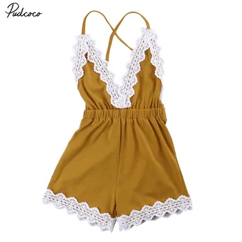 

Newborn Adorable Baby Girls Infant Lace Sleeveless Romper V-Neck Backless Jumpsuit Clothes Outfit Sunsuit Set