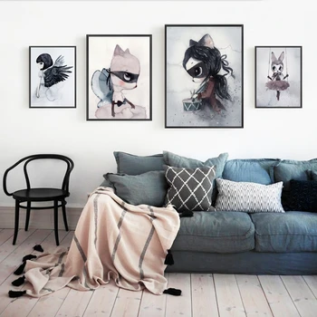 

Modern Rabbit Girl Angel Cartoon Poster Canvas Drawing Picture Children Room Baby Nordic Paintings Wall Art Graffiti Decoration