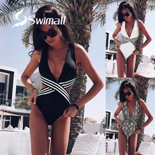 Новинка, сексуальный женский купальник, сдельный купальник, женский купальный костюм в полоску, пляжная одежда, винтажный купальник, монокини