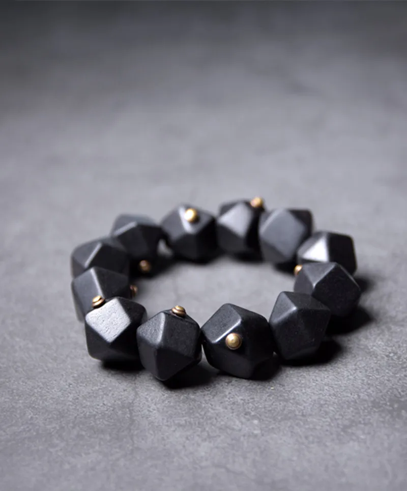 Black Ebony Vintage Copper Bracelet Handmade Brass Jewelry For Men Women OM Prayer Unisex Geometric Fashion Bangle (13)