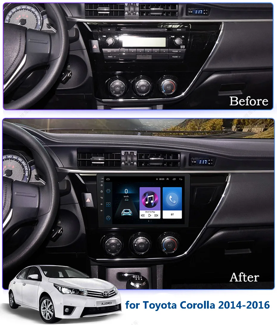 Best 10.1inch 2.5D IPS HD multi-touch screen Android8.1 NAVI for TOYOTA corolla 2014-2016 with Bluetooth USB WIFI support SWC 1