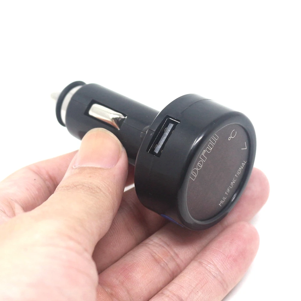 USB Charger Digital Car Battery Voltage Voltmeter Temperature Meter Monitor For 12V and 24V Battery Digital Battery Monitor