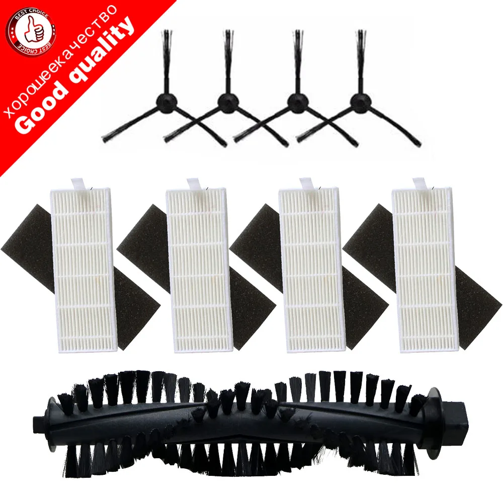 

1pc Main Brush+4pcs dust HEPA Filter+4pcs Side Brush for ILIFE A4s Robot Vacuum Cleaner accessories Parts