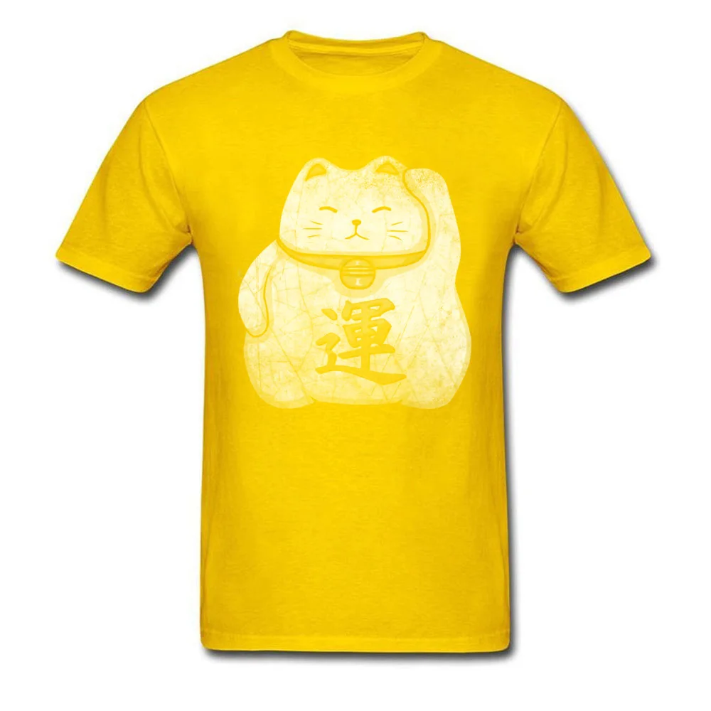 Lucky Cat Grunge T Shirts Short Sleeve Summer Fitted Mens Autumn Tops T Shirt Summer Tops Shirt Crew Neck Pure Cotton Lucky Cat Grunge yellow