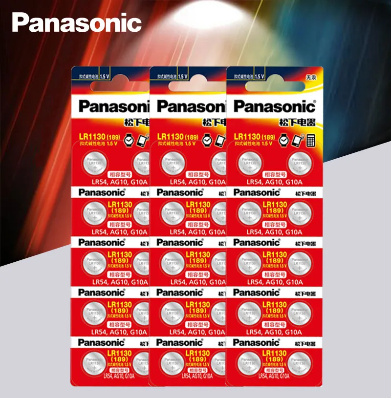 

30pcs Panasonic Battery Cell 1.5V AG10 LR1130 Alkaline Button Battery AG10 389 LR54 SR54 SR1130W 189 LR1130 Button Batteries