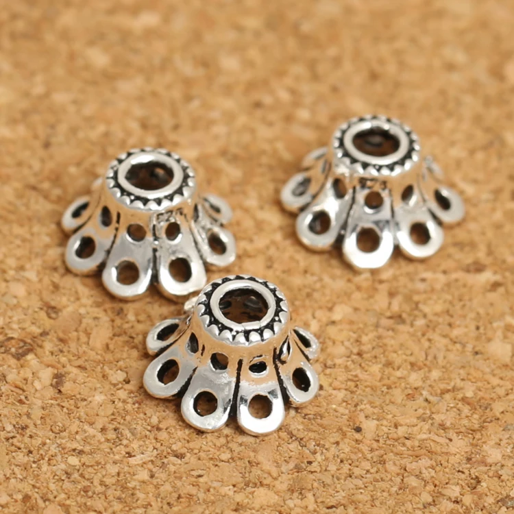Handmade 925 Silver Beads Caps Jewelry DIY Bead Cap Sterling Silver