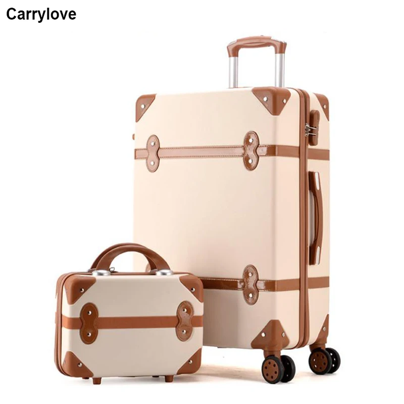 CARRYLOVE 2" 22" 2" 26" дюймовый Женский чемодан в стиле ретро набор Забавный Спиннер чемодан на колесиках из АБС-пластика с косметичкой