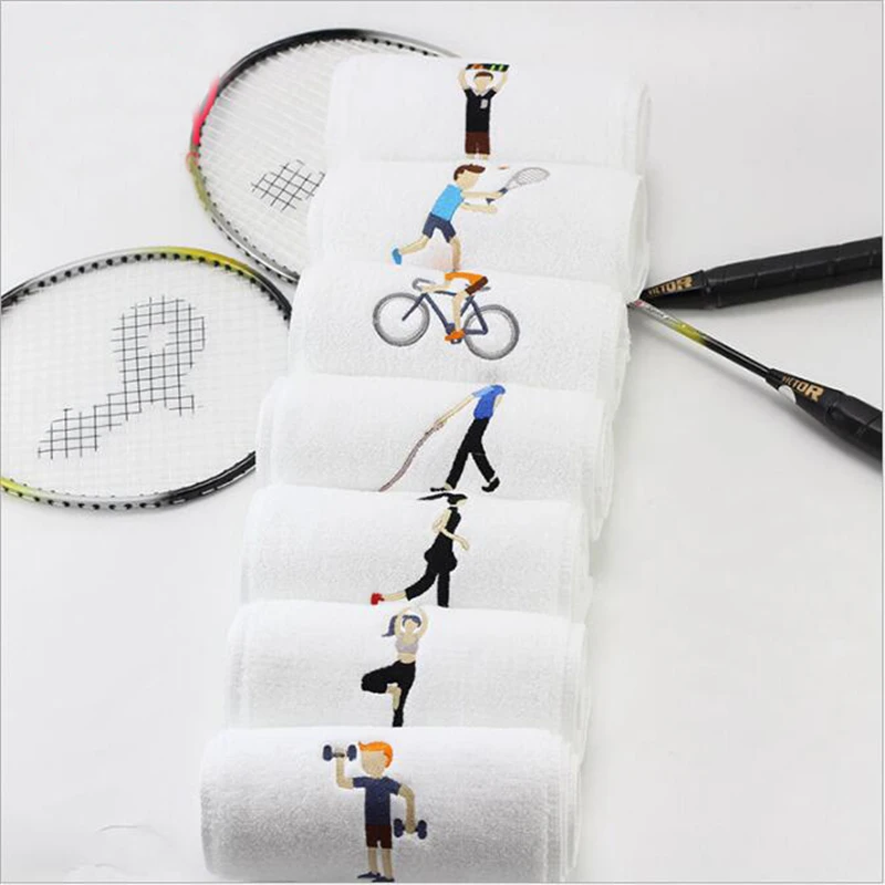 

100% Cotton White Lengthen Embroidered Sport Towel Twelve Constellations Towel Bath Hand Towel Bathroom For Home Hotel Wedding