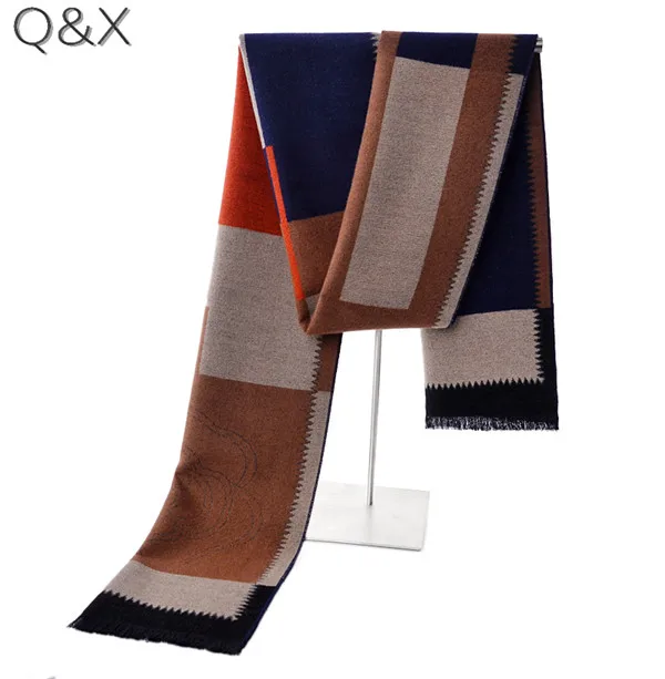 

SC20 2018 New Modal Warm Winter Design Fashion Plaid Brushed Long Scarf Male Elegant Men Striped Weaved Business Shawl 180*30cm