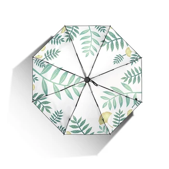 

Hand-painted leaf folding umbrella ultra light small five-fold umbrella sun shade sun protection uv protection umbrella