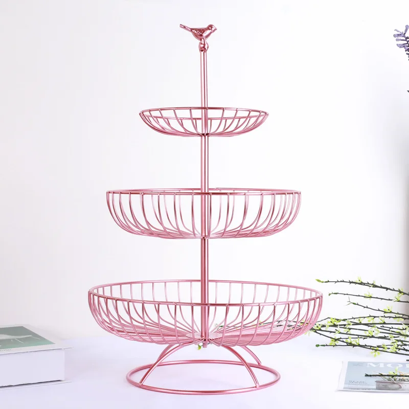 

Multi-Layer Nordic Metal Fruit Storage Basket Multi-Function Candy Stand Tray Home Wedding Desktop Art DIY Decor Storage Basket