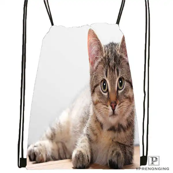 Drawstring Backpack Custom Blue Eye Honeyed Рот Кошка походная сумка на шнурке милый рюкзак для детей(черная спина) 31x40 см#180531-04-36 - Цвет: Drawstring Backpack