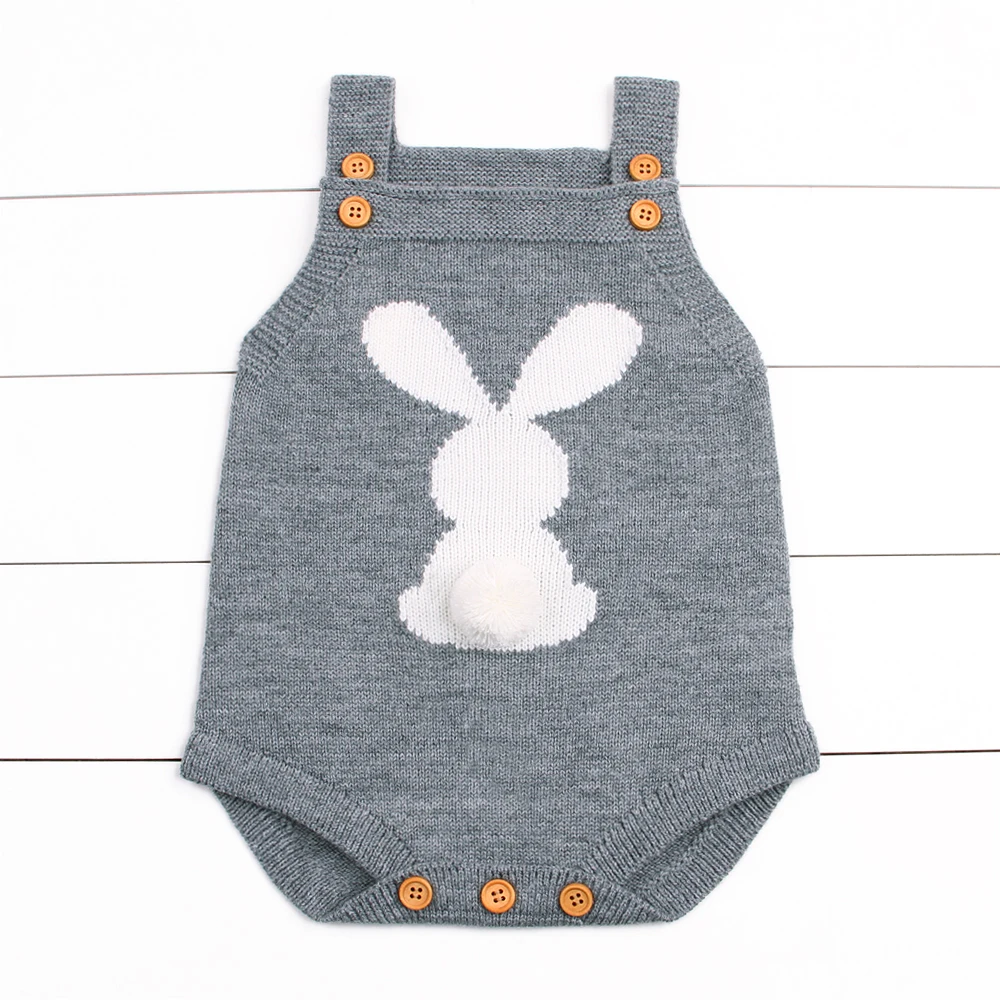 Newborn Baby Bodysuits Adorable Rabbit Pattern Girl Boy Knit Jumpsuits Toddler Infant Funny Onsie Fall Spring Outerwear Clothes