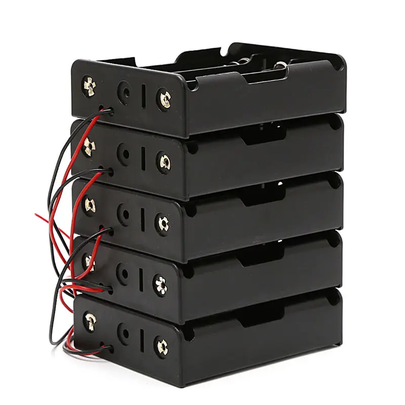 5 Pcs 3x18650 3.7V Rechargeable Battery Clip Holder Box Case With Wire
