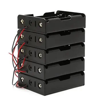 

5 Pcs 3x18650 3.7V Rechargeable Battery Clip Holder Box Case With Wire Lead