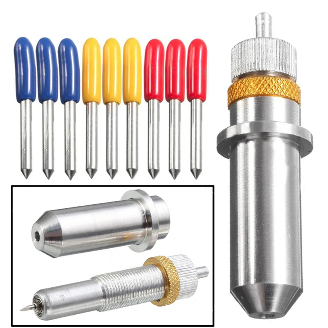 1pc Tungsten Steel Cutting Carving Plotter Blade Holder + 9pcs 30/45/60 Degree Blades Vinyl Cutter For Milling Cutter цена 1pc Tungsten Steel Cutting Carving Plotter Blade Holder + 9pcs 30/45/60 Degree Blades Vinyl Cutter For Milling Cutter цены онлайн