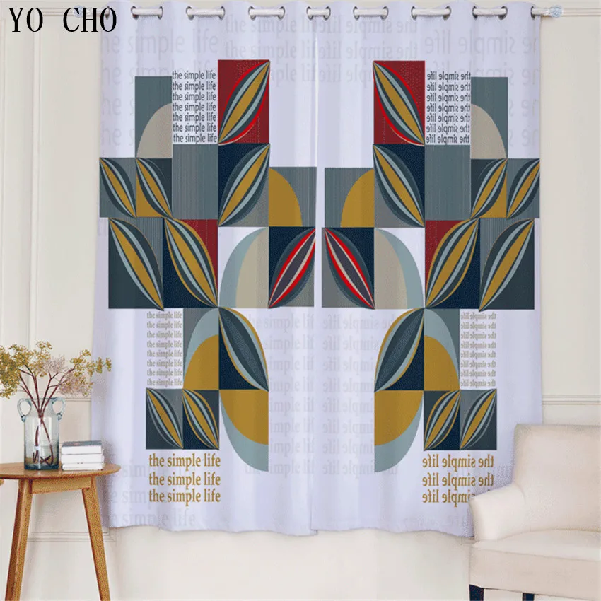 

YO CHO Modern fashion style geometric patterns blackout cortinas salon luxury urtains blackout curtains blackou living room