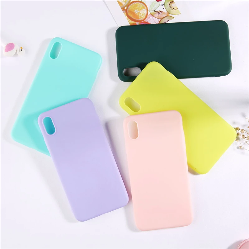 

Candy Color Phone Case For iPhone XS Max XR XS X 8 Plus Simple Plain Silicone Cover For iPhone 6 6S 7 Plus Soft Shell TPU Case