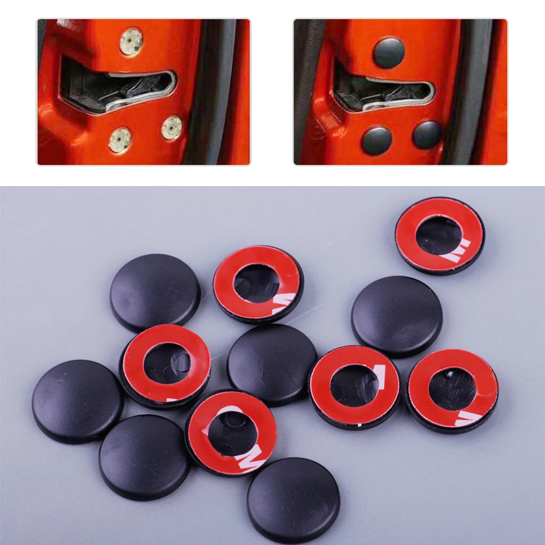 DWCX 12pcs Black Plastic Car Interior Door Lock Screw Protector Cover