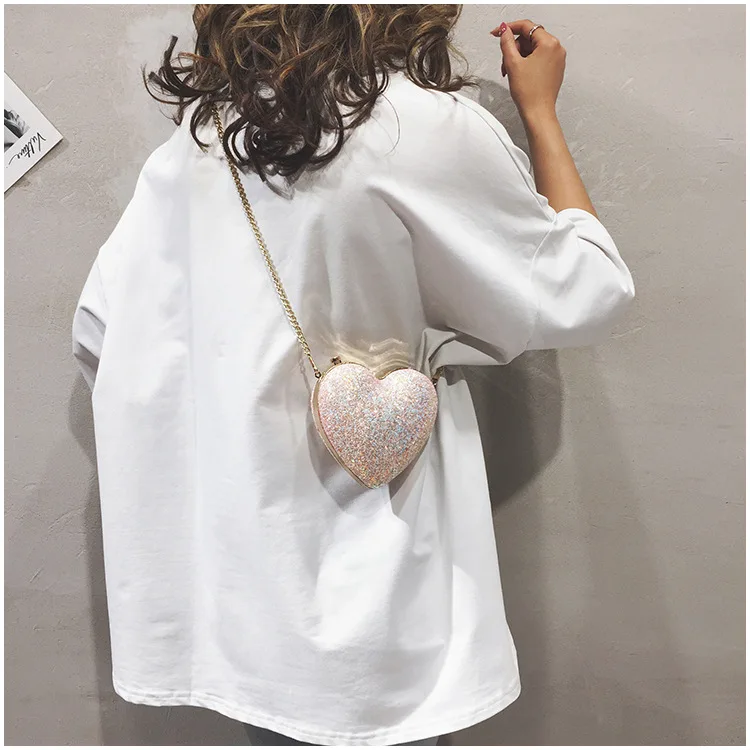 

Small Bag Girl 2019 New Chao Ai Girl Little CK Mini Korean Chic Peach Heart Chain Single Shoulder Slant Bag tote bag women bag