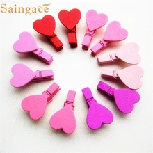 Zero 12 шт. мини сердце любовь деревянная одежда фото бумага колышек булавки прищепки ремесла зажимы