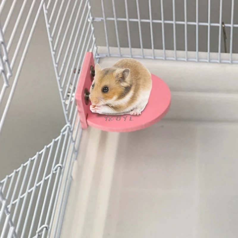 

Hamster Platform Stand Rack Round Squirrel Cage Colorful Wooden Decor Plate Toys