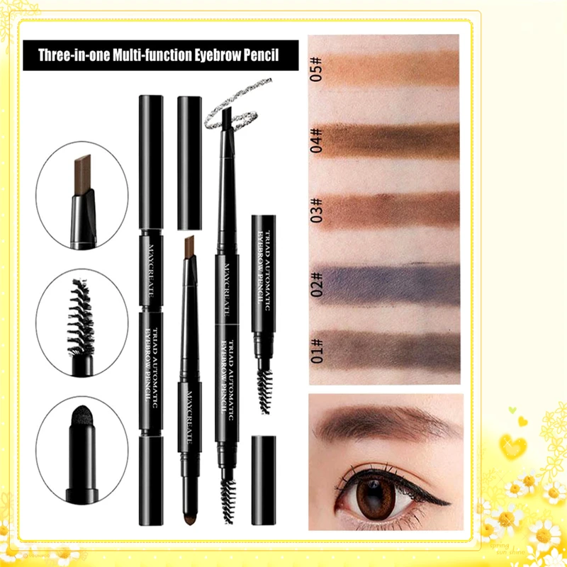 

Three-in-one multi-function eyebrow pencil 3D stereo eyebrow powder easy to color waterproof and sweat-proof genuine makeup tool