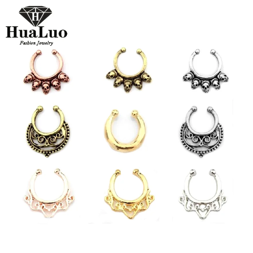 Wholesale 13 Models Body Jewelry Fake Piercing Nose Ring Clip On Body
