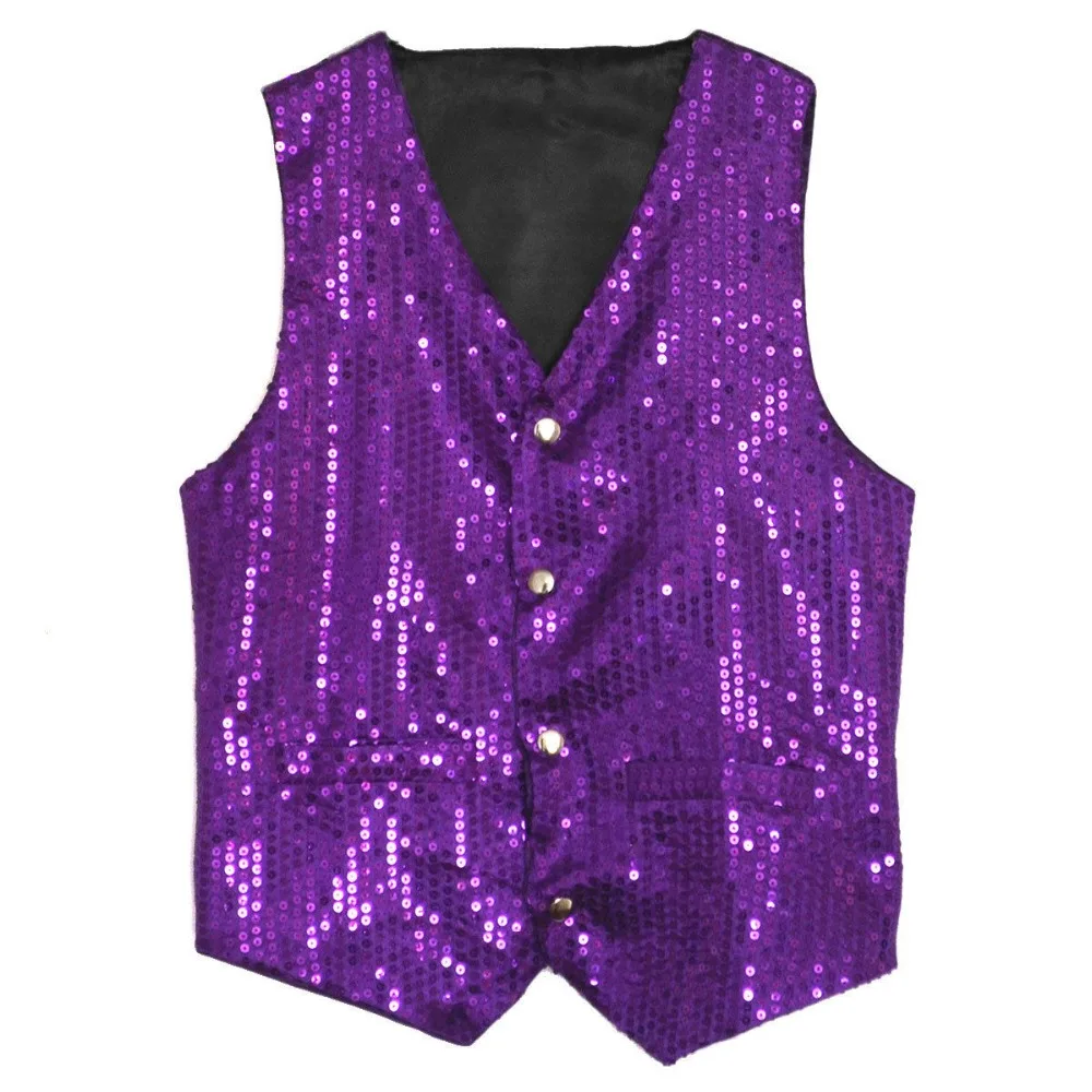 Unisex Sequin Vest Waistcoat Dance Party Show Costume Mens Womens Boys Girls 4