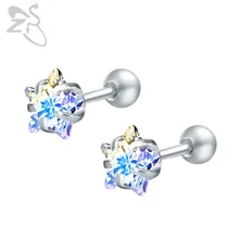 Блестящие серьги-гвоздики с кристаллами из нержавеющей стали, серьги-гвоздики с кубическим цирконием, Женские Ювелирные изделия