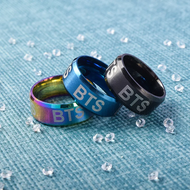 YOUPOP KPOP BTS Bangtan Boys Album Unisex Laser Ring For Mem And Women Accessories Jewelry Rings With Lanyard Rope JCF608