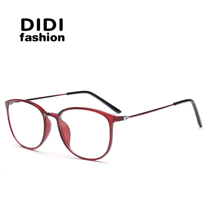 DIDI Leopard TR90, титановые очки, Тонкая оправа для женщин и мужчин, прозрачные линзы, близорукость, оптические очки, оправа для очков, Oculos De Sol U569 - Цвет оправы: C4 Wine Red Frame