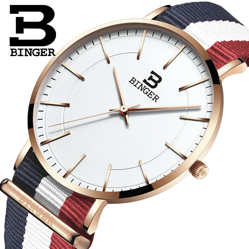 Switzerland BINGER men watches luxury brand ultrathin limited edition Waterproof lovers s quartz Wristwatches B 3050M