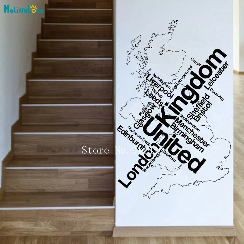 

Wall Sticker Map London Unied Kingdom England English Cities Decals Home Decor for Living Room Office Self-adhesive Murals YT733