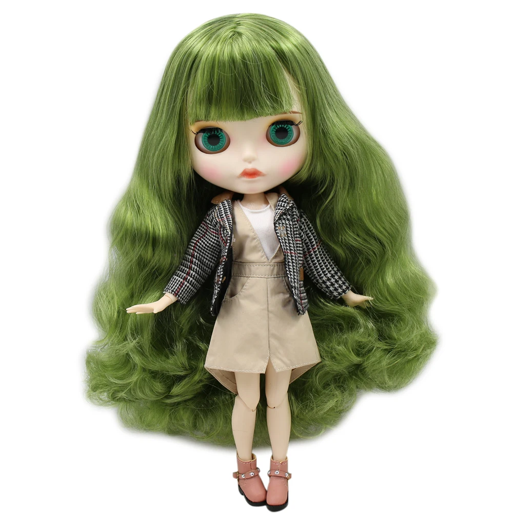 

ICY Nude Blyth Doll For Series No.BL4299/42038 Green hair Carved lips Matte face with eyebrow customized face Joint body 1/6bjd