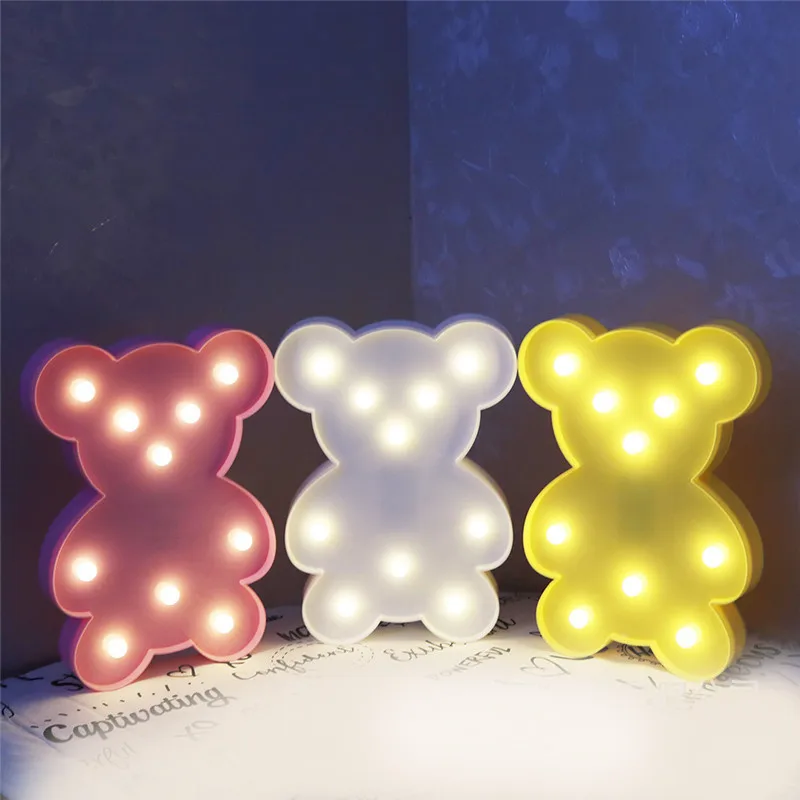 

Novelty 3D Cartoon Bear Cute LED Night Light For Children's Bedroom Decoration Night Lamp Luminaria Lovely Baby Kids Toy Gift