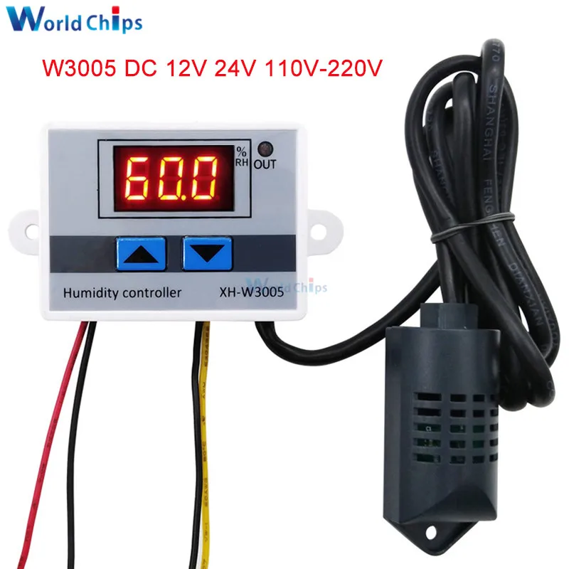 XH-W3005 W3005 цифровой регулятор влажности Лер переменного тока 110 В 220 в 12 В 24 В гигрометр переключатель контроля влажности гигростат с датчиком влажности