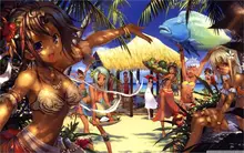 Animation girls on the beach 2 4 Sizes wall picture Canvas Poster Print 50x75cm