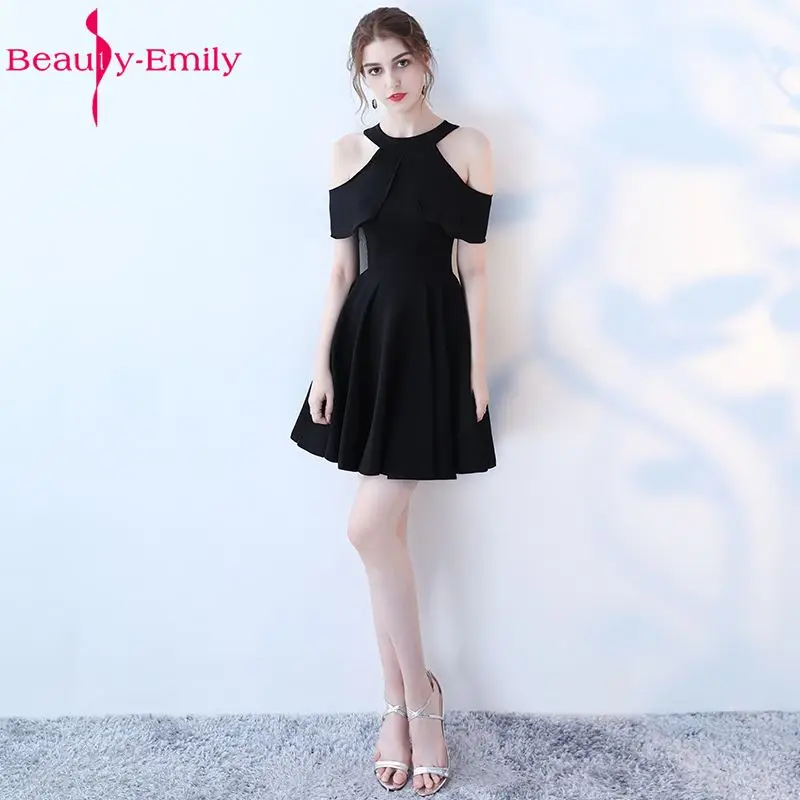 Beauty Emily черные красные А-образные короткие сексуальные платья для выпускного вечера платья для выпускного вечера с круглым вырезом без рукавов официальные платья