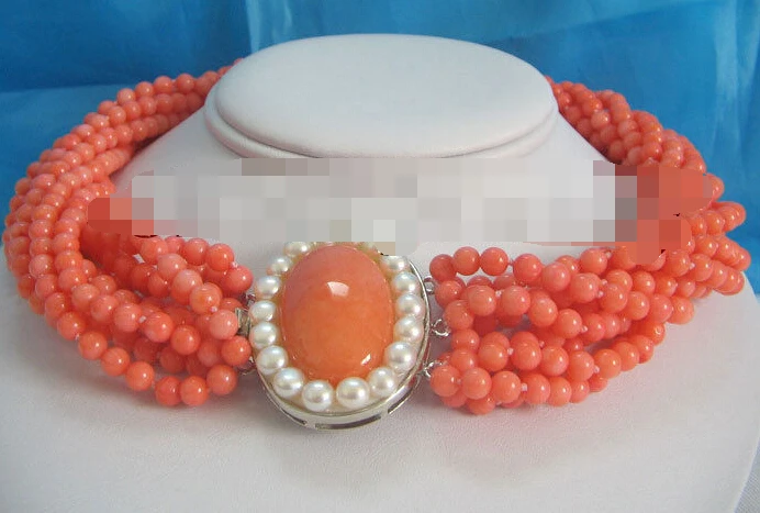 

1133 10row perfect round pink coral necklace - GP clasp