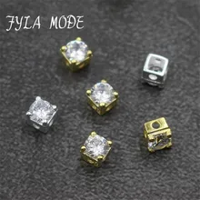 925 стерлингового серебра класс горный хрусталь Квадратные бусины для женщин мужчин Свободные ювелирные изделия DIY дизайн тренд бусины серебряные ювелирные изделия